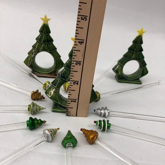 Christmas Tree Napkin Rings (3) & Stir Sticks (12) - Picture 7 of 8